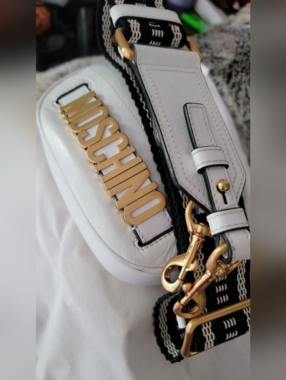 Authentic Moschino Leather Mini, Crossbody Bag.
